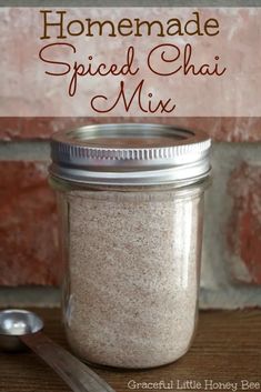 homemade spiced chai mix in a mason jar