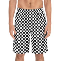 Make a bold fashion statement at the beach or pool with our Checkered Pattern Men's Board Shorts, a timeless and versatile addition to your summer wardrobe. These board shorts feature a classic black and white checkered pattern that never goes out of style. Crafted from quick-drying and durable materials, they are designed to withstand your beachside adventures, from catching waves to beach volleyball matches. With a classic board short length and a comfortable elastic waistband, these shorts provide both coverage and freedom of movement, allowing you to move effortlessly in and out of the water. Whether you're a surfer, sunbather, or simply someone who appreciates timeless beachwear, these board shorts deliver both style and functionality. Elevate your beachside look with our Checkered Pa Black Cotton Shorts For Swimming, Summer Short Length Swim Trunks For Streetwear, White Bottoms For Beach Season Streetwear, White Beach Season Shorts For Streetwear, White Streetwear Shorts For Beach Season, White Shorts For Beach Season Streetwear, Volley Ball, Mens Boardshorts, Beach Volleyball