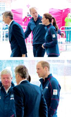 two pictures of prince william and kate talking to each other