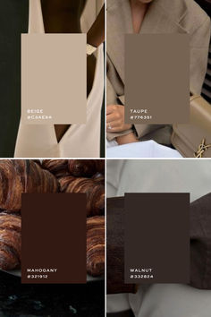 An autumn-inspired colour palette with warm shades of brown and beige, perfect for brand and graphics designers seeking fall aesthetic. Luxury Brown Aesthetic, Elegant Brown Color Palette, Old Money Color Scheme, Beige Rich Aesthetic, Old Money Aesthetic Colour Palette, Fall Palette Colors, Brown And Grey Colour Palette, Brown And Beige Colour Palette, Company Color Palette