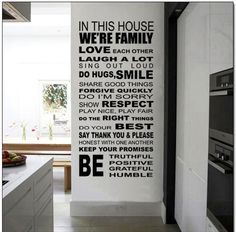 a kitchen wall with the words in this house