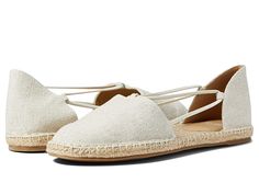 Eileen Fisher Lee - Women's Flat Shoes : Natural Linen : Dress up your look with the effortlessly chic Lee espadrille from Eileen Fisher. Full-grain leather upper. Slip-on style with open lacing. Closed toe. Leather-lined. Jute footbed and midsole. Rubber sole. Imported. Measurements: Weight: 8 oz Product measurements were taken using size 8, width B - Medium. Please note that measurements may vary by size. Weight of footwear is based on a single item, not a pair. Almond Toe Sandals With Textured Sole For Spring, Casual Lace-up Espadrilles With Removable Insole, Summer Lace-up Espadrilles With Branded Insole, Spring Natural Espadrilles With Cushioned Footbed, Spring Sandals With Cushioned Footbed And Almond Toe, Spring Beach Linen Espadrilles, Comfortable Leather Espadrilles For Spring, Summer Espadrilles With Leather Footbed, Spring Espadrilles With Leather Footbed