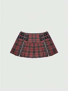 Halloween PUNK Dark Sexy Low Waist Plaid Print Ultra Short Pleated Skirt Red Casual   Woven Fabric Plaid,Tartan Pleated Non-Stretch  Women Clothing, size features are:Bust: ,Length: ,Sleeve Length: Short Pleated Skirt, Goth Halloween, Pleated Skirt Short, Shapewear Tops, Tartan Skirt, Ankle Socks Women, Minimal Classic, Estilo Punk, Style Punk