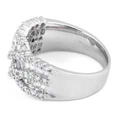 Top of ring height: 10.8mm

Band width: 5.3mm

Shank width: 3.5mm



Stone material: clear cubic zirconia

Stone shape: round & emerald cut

Total number of CZ stones: 50

Stone setting: scallop setting



Metal: 925 sterling silver

Plating: rhodium plated

Finish: high polish Rings Bands, Sterling Silver Rings Bands, Stone Material, Stone Setting, Cz Ring, Wave Pattern, Cz Stone, Real Diamonds, Stone Settings