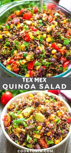 mexican quinoa salad in a glass bowl