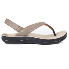 Indulge in comfort and style with Verra our adjustable Velcro back strap sandal, featuring a soft toe post for added luxury. Crafted from high-quality synthetic leather, this sandal exudes sophistication while offering durability for all-day wear. The medium heel cup provides stability and support, ensuring a confident stride with every step you take. Slip into the foam-lined footbed, offering extra cushioning for unparalleled comfort throughout the day. Enhanced with contoured arch support, thi Adjustable Slingback Footbed Sandals With Arch Support, Adjustable Footbed Sandals With Arch Support And Slingback, Adjustable Slingback Sandals With Arch Support, Adjustable Arch Support Slingback Sandals, Adjustable Slingback Sport Sandals With Arch Support, Adjustable Open Toe T-strap Sandals With Arch Support, Comfortable Adjustable Slingback Sandals With Leather Footbed, Adjustable Comfortable Slingback Sandals With Leather Footbed, Adjustable Leather Footbed Slingback Sandals