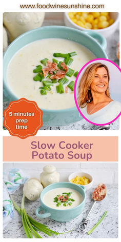 The prep time on this slow cooker potato soup recipe is just 5 minutes…you just add the canned goods into the crockpot and you have dinner started.  Doesn’t get too much easier than that!  As you can see, I also added in some celery and turkey bacon…I like a hearty soup and I had both of those ingredients in my refrigerator.  They were an excellent addition!