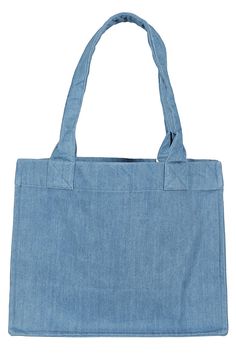 Shoulder Bag from Ganni Composition: 100% Cotton | Ganni Women's Large Easy Shopper Denim | SS24 Denim Blue Bag With Top Carry Handle, Daily Use Denim Bags With Top Carry Handle, Denim Bags With Top Carry Handle For Daily Use, Trendy Denim Bags With Dust Bag Included, Shopping Bag With Removable Pouch In Denim, Denim Tote Bag With Top Carry Handle, Travel Denim Shoulder Bag With Top Handle, Denim Shoulder Bag With Top Carry Handle For Shopping, Denim Blue Shopping Bags