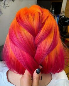 Orange And Pink Hair, Exotic Hair Color, Hair Fairy, Diy Foods, Sunset Hair, Fashion Empire, Nature Aesthetics, Bold Hair Color, Cute Hair Colors