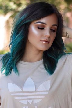 Green Ombre Hair, Teal Ombre Hair, Hairstyles Ombre, Brown Ombre Hair Color, Ombre Hairstyles, Brown Ombre Hair, Ombre Highlights, Ombre Hair Blonde