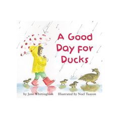 a book cover for a good day for ducks with an image of a person walking in the rain