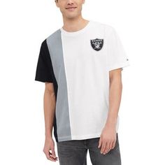 The Tommy Hilfiger White Las Vegas Raiders Zack T-shirt is a must-have for true Las Vegas Raiders fans. Embroidered graphics and sewn-in contrast panels proudly display allegiance to the Silver and Black. Screen print graphics add style, while the crew neck and cotton material ensure a comfortable fit. Whether cheering at the stadium or showing support around town, this shirt represents your favorite team. Officially licensed Screen print graphics Sewn-in contrast panels Material: 100% Cotton Ma Raiders Fans, Nfl Dallas Cowboys, Las Vegas Raiders, Tommy Hilfiger Man, Dallas Cowboys, Favorite Team, Girls Shopping, Cotton Shorts, Team Logo