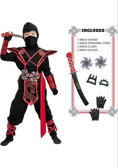 Dragon Ninja Costume for kids, Red Boys Ninja Costume Outfit Set for Halloween Ninja Costume Dress Up Party-M Ninja Halloween, Dragon Ninja, Red Ninja, Dress Up Party, Red Costume, Kids Costumes Boys, Dragon Costume, Up Party, Halloween Costume Contest