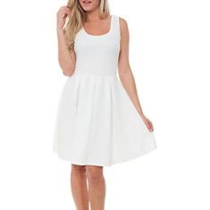 New With Tag White Dress. White Midi Dress With Flattering Silhouette For Summer, Stretch A-line Midi Dress For Day Out, Summer Mini Dress With Flattering Silhouette, Fit And Flare Mini Dress For Spring, Elegant Fit And Flare Sundress For Day Out, Spring Mini Dress With Flattering Silhouette, Spring Stretch Mini Dress With Flattering Silhouette, White Fit And Flare Dress With Flattering Silhouette, Elegant Fitted Sundress For Daytime