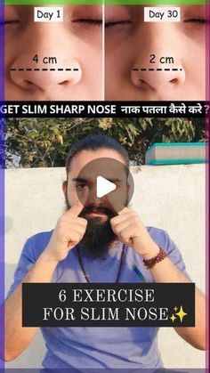 Face Yoga Step By Step, Face Messages For Slim Face, Slim Nose Exercise Face Yoga, Nose Massage For Slim Nose, How To Slim Your Nose, Face Yoga For Slim Face, Nose Exercise Smaller, How To Make Your Nose Smaller, Face Exercises For Glowing Skin