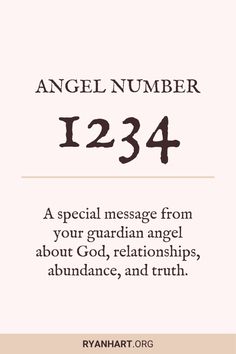 an angel number 1234 with the words,