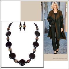 You can't go wrong with black and this beaded beauty is no exception. Elevate your look with this gorgeous handmade set of agate and onyx gemstones with handblown glass beads. Length 22". This striking black gemstone necklace was created for the Etherea Collection. It will add polish and flair to work-wear or formal attire and would make a fabulous gift for a stylish collector. The varied shapes of the design elements in this semi-precious set make a dynamic statement. They are large agate discs Black Gemstone Necklace, Black Agate, Black Necklace, Formal Attire, Elevate Your Look, Gemstone Necklace, Necklace Set, Classic Black, Design Elements