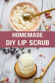 This easy DIY lip scrub recipe is made with simple ingredients, only takes a minute to make and will leave you with soft, healthy lips! As the cold weather sets in and the winter months approach, chapped, dry lips can become an all-too-common struggle. We need to get rid of the dead skin cells first—and this easy homemade lip scrub will do that for us! Making your own lip scrub isn’t only a simple and cost-effective solution, but it also allows you to choose the ingredients to your specific needs, ensuring your lips stay soft, smooth, and hydrated all winter long. Exfoliating DIY Lip Scrub Recipe with Sugar | How to Make | Natural Ingredients | Easy Recipe. Without or with coconut oil. Lip Scrub Diy Coconut Oil, Sugar Scrub For Lips Diy, Diy Lip Sugar Scrub Recipe, Diy Lip Scrub Easy Without Coconut Oil, Diy Sugar Lip Scrub Recipes, Easy Homemade Lip Scrub, Diy Lip Scrub Without Coconut Oil, Diy Sugar Lip Scrub