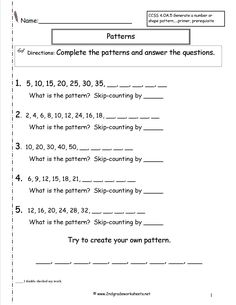 printable worksheet for students to practice patterning