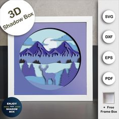 the shadow box is designed to look like a mountain scene