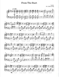 sheet music with the words from the start