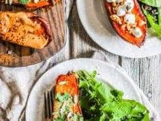 the meal is prepared and ready to be eaten on the wooden table with utensils