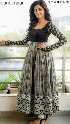 Varshini Sounderajan, Kalamkari Dresses, Design Kurta, Ikkat Dresses, Long Gown Design, Anarkali Dress Pattern, Long Gown Dress, Long Dress Design, Girls Frock Design