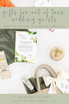 gifts for out - town wedding guests, what to include in your welcome gift bag