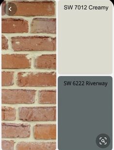 a brick wall that has been painted gray and white with the words swf 1012 creamy