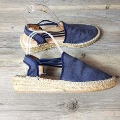 Sesto Meucci Canvas Closed Toe Espadrille Sandals. Denim Color Canvas Upper. Rubber Sole. Size 9 New Without Box. Tried On, But Never Worn Blue Open Toe Espadrilles With Woven Sole, Blue Open-toe Espadrilles With Woven Sole, Blue Sandals With Woven Sole And Flat Heel, Blue Sandals With Woven Sole And Round Toe, Blue Sandals With Woven Flat Heel, Blue Flat Heel Sandals With Woven Sole, Blue Sandals With Woven Sole For Spring, Blue Closed Toe Espadrilles For Summer, Blue Summer Espadrilles With Woven Sole