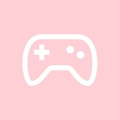 a pink background with a white video game controller on it's left hand side