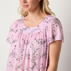 Stay cool and comfortable all night in this Adonna women's nightgown. It's made from tricot and has a round neckline, short flutter sleeves, and a flowy silhouette. Wear it with your favorite slippers. Neckline: Round NeckSleeve Length: Short SleeveSleeve Style: Flutter SleeveApparel Length: 38 InchesFiber Content: 100% PolyesterFabric Description: TricotCare: Machine Wash, Tumble DryCountry of Origin: Imported Neck Models, Women's Nightgowns, Nightgowns For Women, Flutter Sleeves, Stay Cool, Night In, Flutter Sleeve, Night Gown, Round Neckline