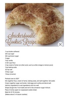 the recipe for cookies is shown in this image