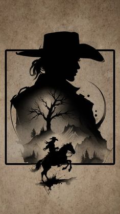 the silhouette of a cowboy riding a horse