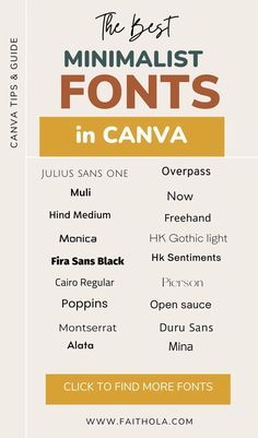 the best minimalist fonts in canva for any type of graphic design or website