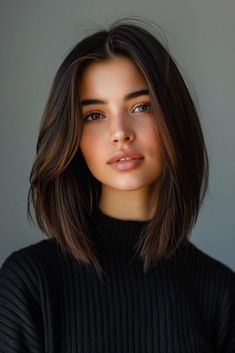 Discover trendy and sophisticated  long bob hairstyles for women. From short to longer styles, find the perfect cut to enhance your elegent features. #bobhairstylesforwomen #menshairstyles #haircutsformen #barbershop Straight Bob Haircut Thick Hair, Short Hair Straight With Layers, Short With Layers Shoulder Length, Layered Long Bob Straight Hair, Long Bob From The Back, Long Bob On Wavy Hair, Long Bob Women, Trendy Haircuts Straight Hair, Elegant Women Hairstyles