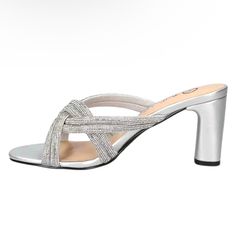 BELLA~VITA CARMEN Heeled Sandals Women's Shoes -New with Box -Brand: BELLA~VITA -Color: Silver -Size: 8.5WW -Material: Synthetic/Rhinestone -Heel Height: 3 Inch -Crisscross Banded -Block Heel -Padded Insole -Open Toe -Slip On Closure -Made in China Silver Synthetic Heels For Events, Silver Synthetic Heels For Event, Rhinestone Heels, Sweaters And Jeans, Heeled Sandals, Kid Shoes, Women's Shoes, Block Heels, Open Toe