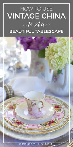 an elegant table setting with china on it