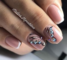 Nails For 2023, French Manicure Acrylic Nails, Animal Nail Designs, Nails Design Ideas, Unghie Nail Art, Manicure Inspiration, Butterfly Nail Art, Animal Nails, Butterfly Nail