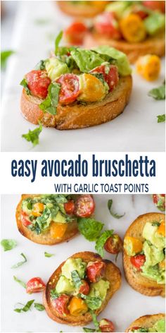 easy avocado bruschetta with garlic toast points