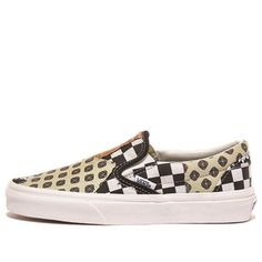 The Vans Classic Slip-On 'Tiger Patchwork' is a timeless silhouette that is perfect for any occasion. With its black canvas upper and rubber sole, this sneaker is both comfortable and stylish. The unique patchwork design is inspired by the classic Vans Vault series, making it a must-have for any fan of the brand. Whether you're skateboarding or just out for a casual stroll, this shoe will have you looking your best. (SNKR/Unisex) Vans Vault, Classic Vans, Vans Slip On, Vans Classic Slip On, Vans Classic, Patchwork Designs, Black Canvas, Skateboarding, Rubber Sole