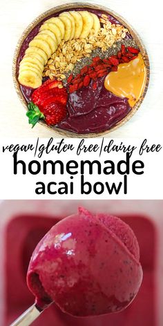 This acai bowl recipe, made within a few minutes, loaded with superfoods, easy to make, and absolutely delicious! Easy Acai Bowl Recipe, Homemade Acai Bowl Recipe