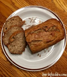 two slices of banana bread on a plate