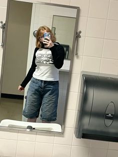 brandy melville radio silence long sleeve t shirt tee baggy polo jorts low rise cargo mirror selfie aesthetic college outfit fit check spring summer white air force sneakers Radio Silence Long Sleeve, Brandy Melville Radio Silence, Radio Silence, White Air Forces, Summer White