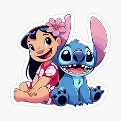 a cartoon character with an animal sticker on it's face and the image of stitch