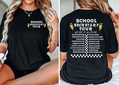 Celebrate the school year with our School Secretary Tour Shirt, a fun and quirky choice for back-to-school attire. This Funny Back To School Tshirt is a Cute T-shirt Gift for School Secretary, blending humor with style. Perfect for school receptionists, this Admin Squad T-Shirt shows appreciation for their essential role in the school community. Product Description: ⇝ Bella and Canvas Brand Shirts ⇝ Unisex Adult Sizing ⇝ Rolled Sleeves in pictures are for styling purposes only ⇝ Props used in ph Principal Gifts, Assistant Principal, Third Grade Teacher, School Tees, History Teachers, Brand Shirts, Teacher Tees, Rolled Sleeves, Teacher Christmas Gifts