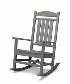 a gray rocking chair on a white background