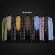 the shirt jacket is all different colors and sizes