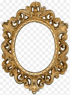 an ornate gold frame with swirly scrolls on the edges, in front of a white background