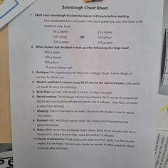 a sheet of paper with instructions on how to use the scourdough chat sheet